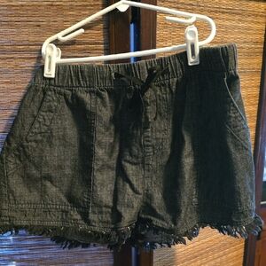 Black Shorts with Frayed Hem and Distressed Detailing